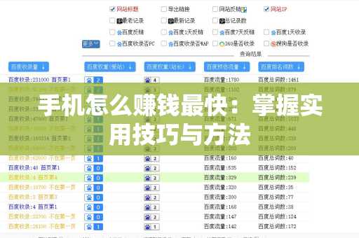 手机怎么赚钱最快：掌握实用技巧与方法