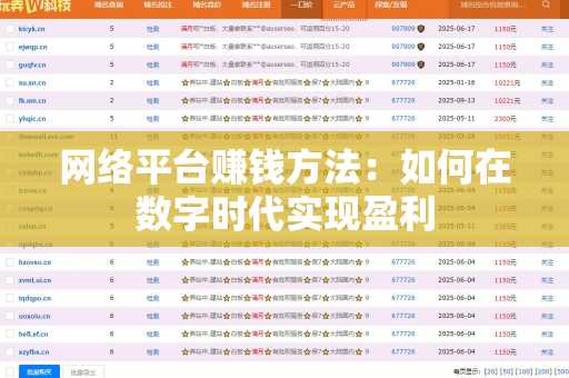 网络平台赚钱方法：如何在数字时代实现盈利