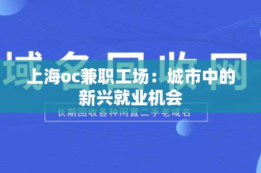 上海oc兼职工场：城市中的新兴就业机会