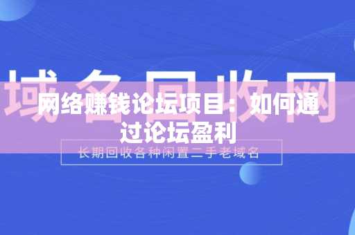网络赚钱论坛项目：如何通过论坛盈利