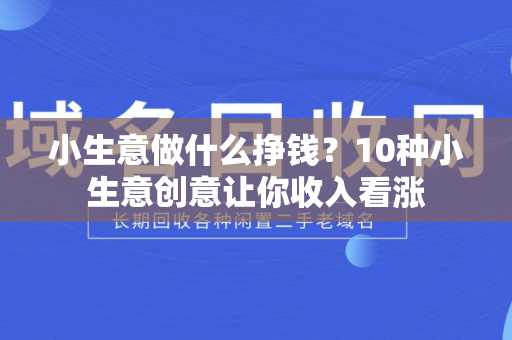 小生意做什么挣钱？10种小生意创意让你收入看涨