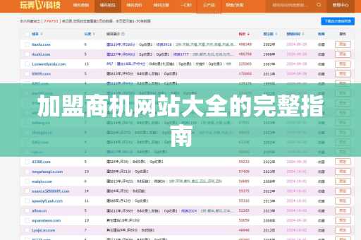 加盟商机网站大全的完整指南